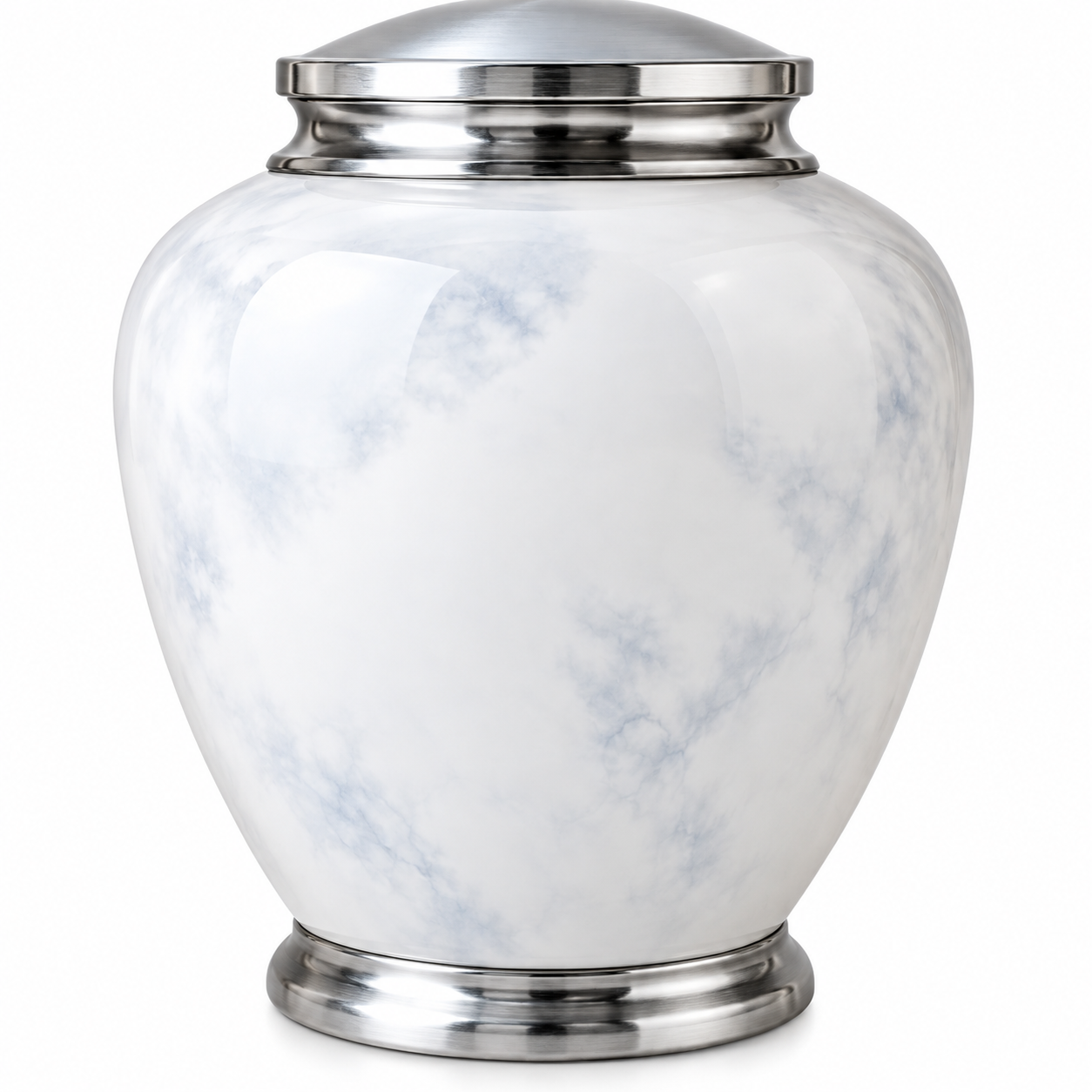 Plain white and silver urn