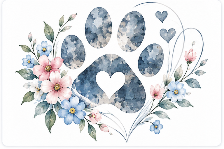 Paw print pet memorial artwork